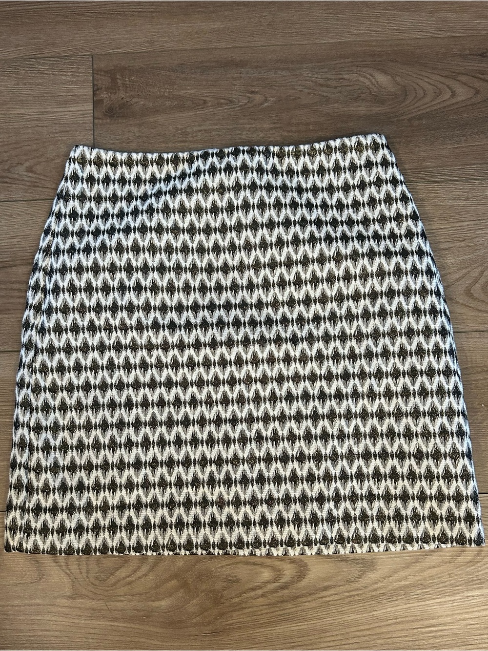 LOFT Petite Textured Mini Skirt Womens 6P Black Ivory Metallic Workwear